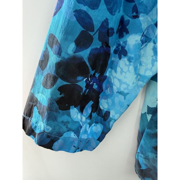 Soft Surroundings Long Sleeve Jolene Silk Watercolor Floral Blouse Sz 1X EUC - Picture 5 of 8